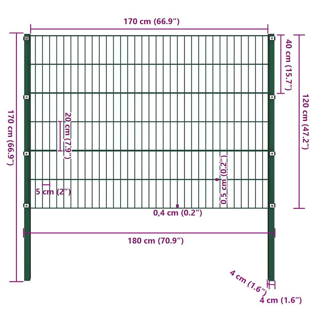Grillage Rigide Fer Jardin Protection Robuste 3 Panneaux 170x120cm Vert Mousse - ComfortXL Outdoor Living - Image 4