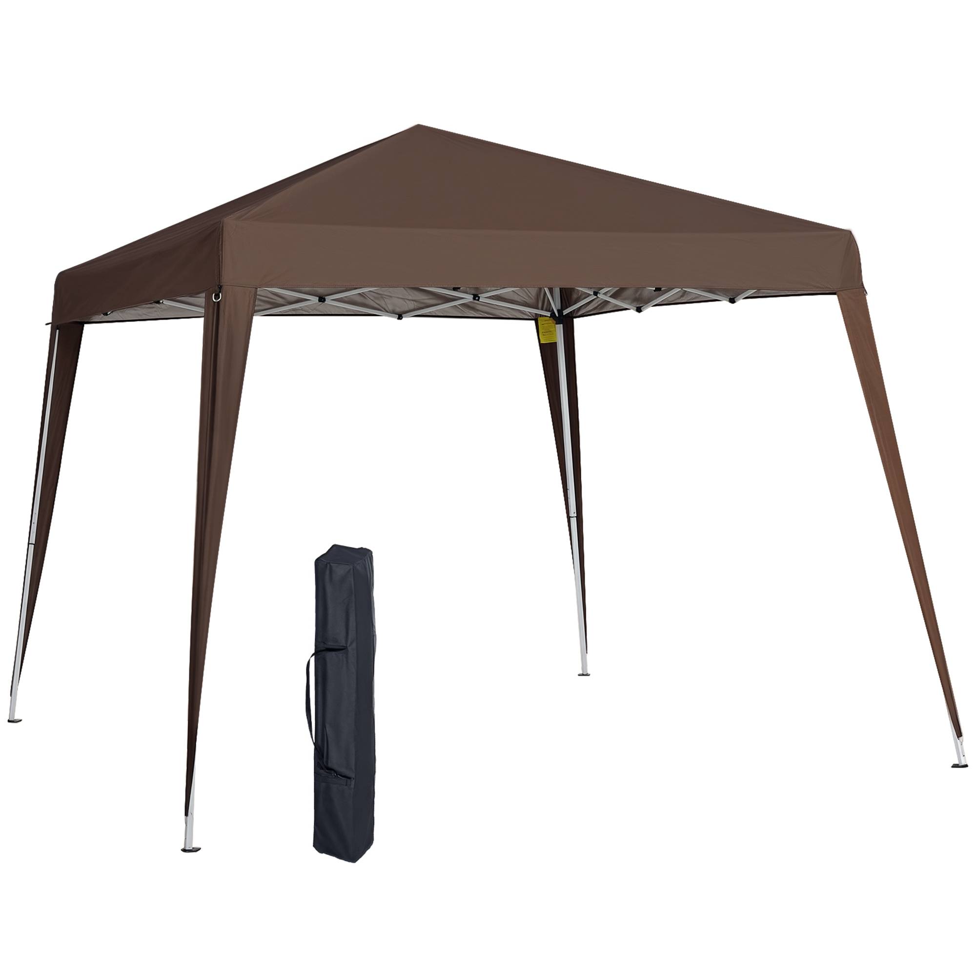 Tente pliante 2,4 x 2,4 m, tonnelle de jardin pop-up, hauteur réglable, sac de transport inclus, protection UV, imperméable, couleur café - Image 1