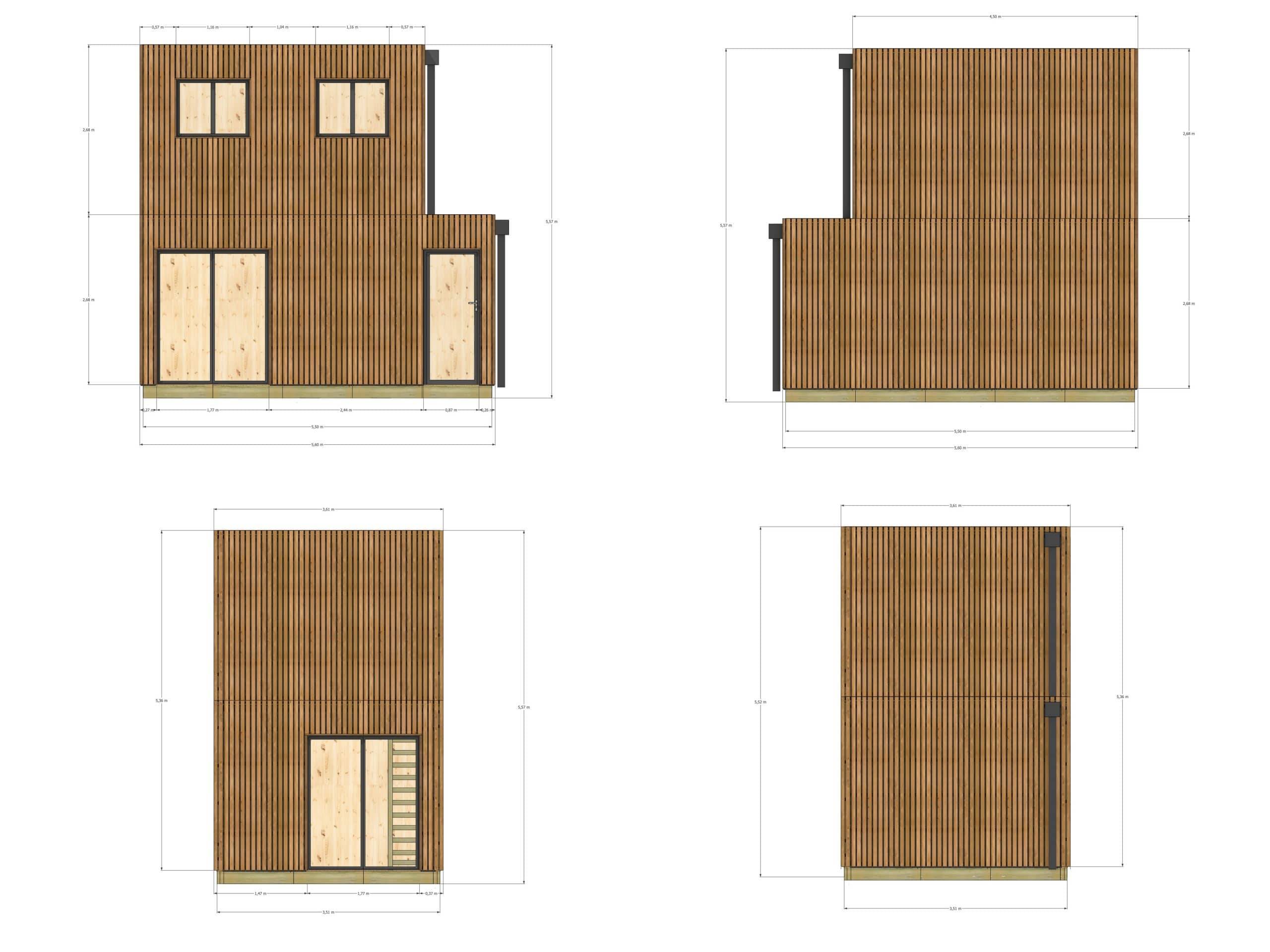 Bureau de jardin 4 saisons en bois 5,5 x 3,5 x 2,7 m / isolation RE2020 avec plancher isolé avec mezzanine et terrasse - Image 4