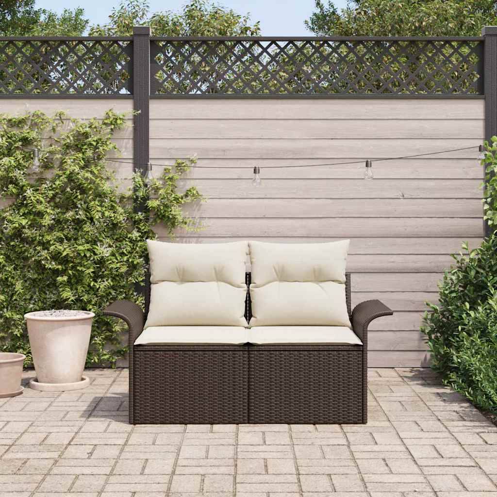 Banquette Extérieure 2 Places Résine Tressée Marron & Structure Métal Stable pour Terrasse Cosy Marron – ComfortXL Outdoor Living - Image 3