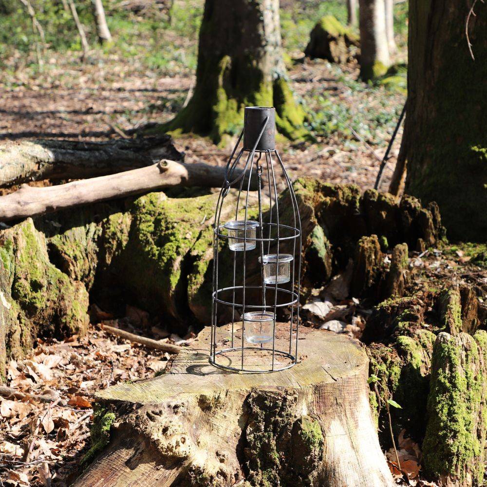 Lanterne extérieure jardin à poser bougie ancienne métal gris 46 cm Chemin de campagne - Image 3
