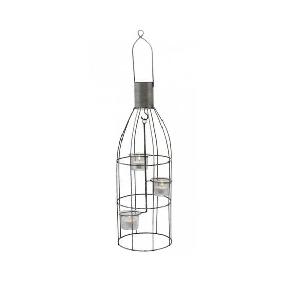 Lanterne extérieure jardin à poser bougie ancienne métal gris 46 cm Chemin de campagne - Image 1