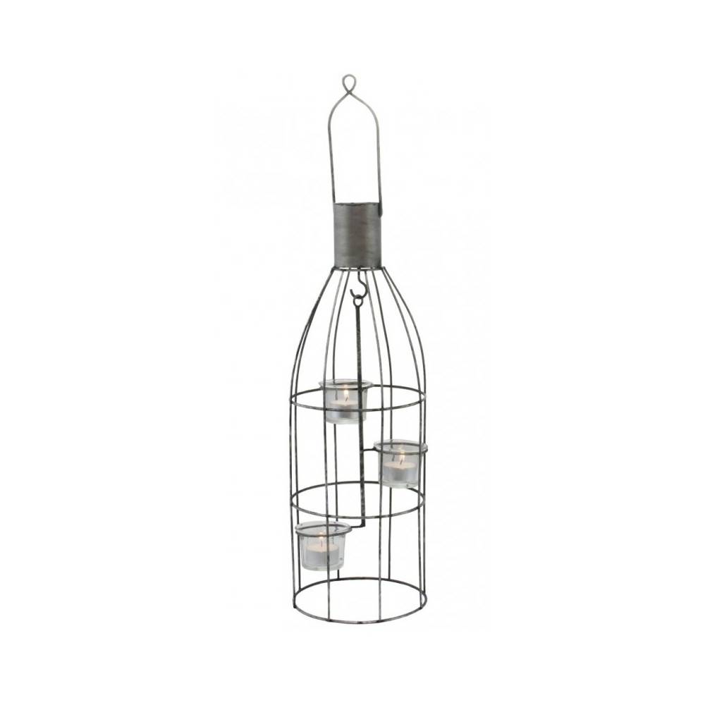 Lanterne extérieure jardin à poser bougie ancienne métal gris 46 cm Chemin de campagne - Image 1