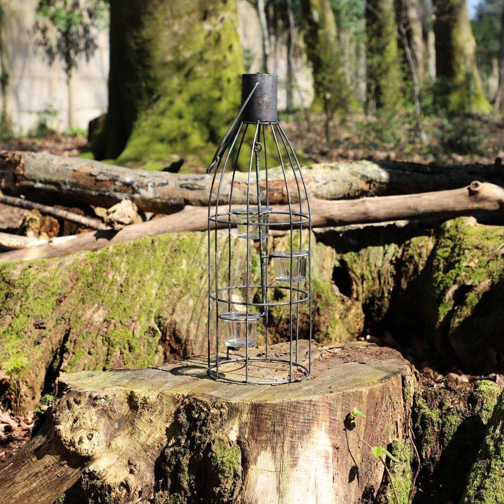 Lanterne extérieure jardin à poser bougie ancienne métal gris 46 cm Chemin de campagne - Image 4