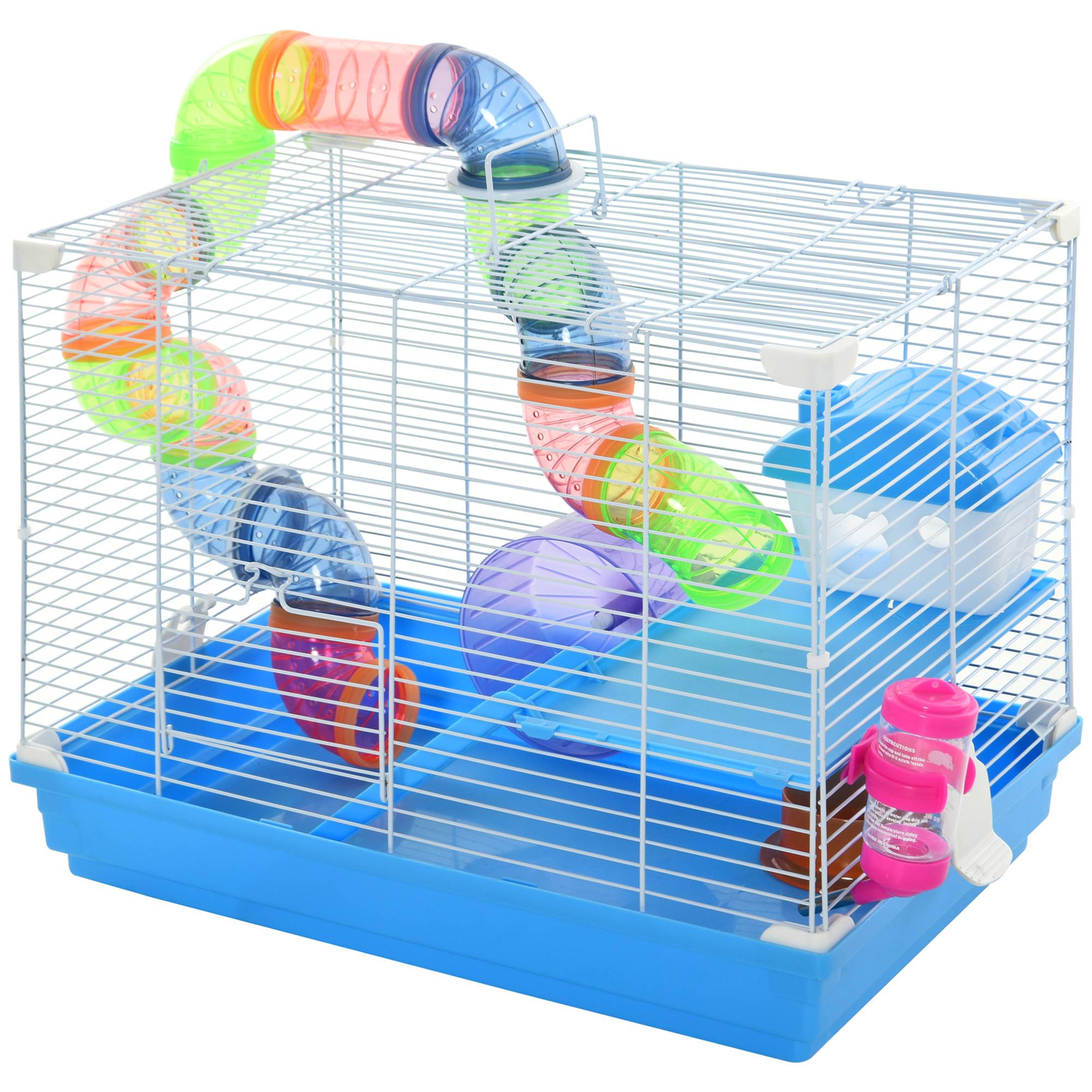 Cage rongeur hamster métal 2 niveaux tunnel accessoires inclus bleu 46x30x37cm - ComfortXL Outdoor Living - Image 2