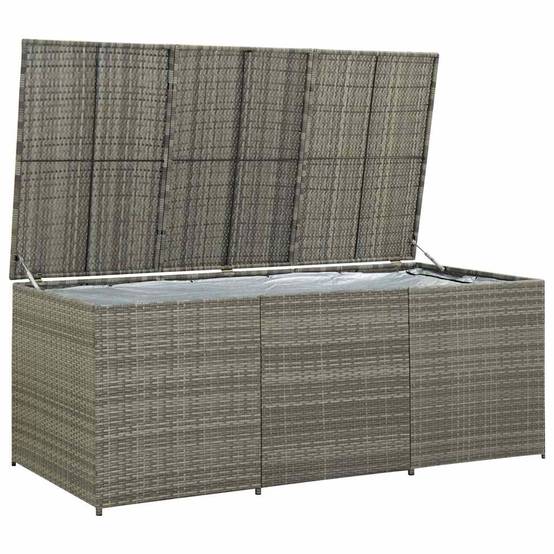 Coffre de rangement - Boîte de rangement extérieure - Coffre de jardin résine tressée 180x90x70 cm gris MP185 - Image 3