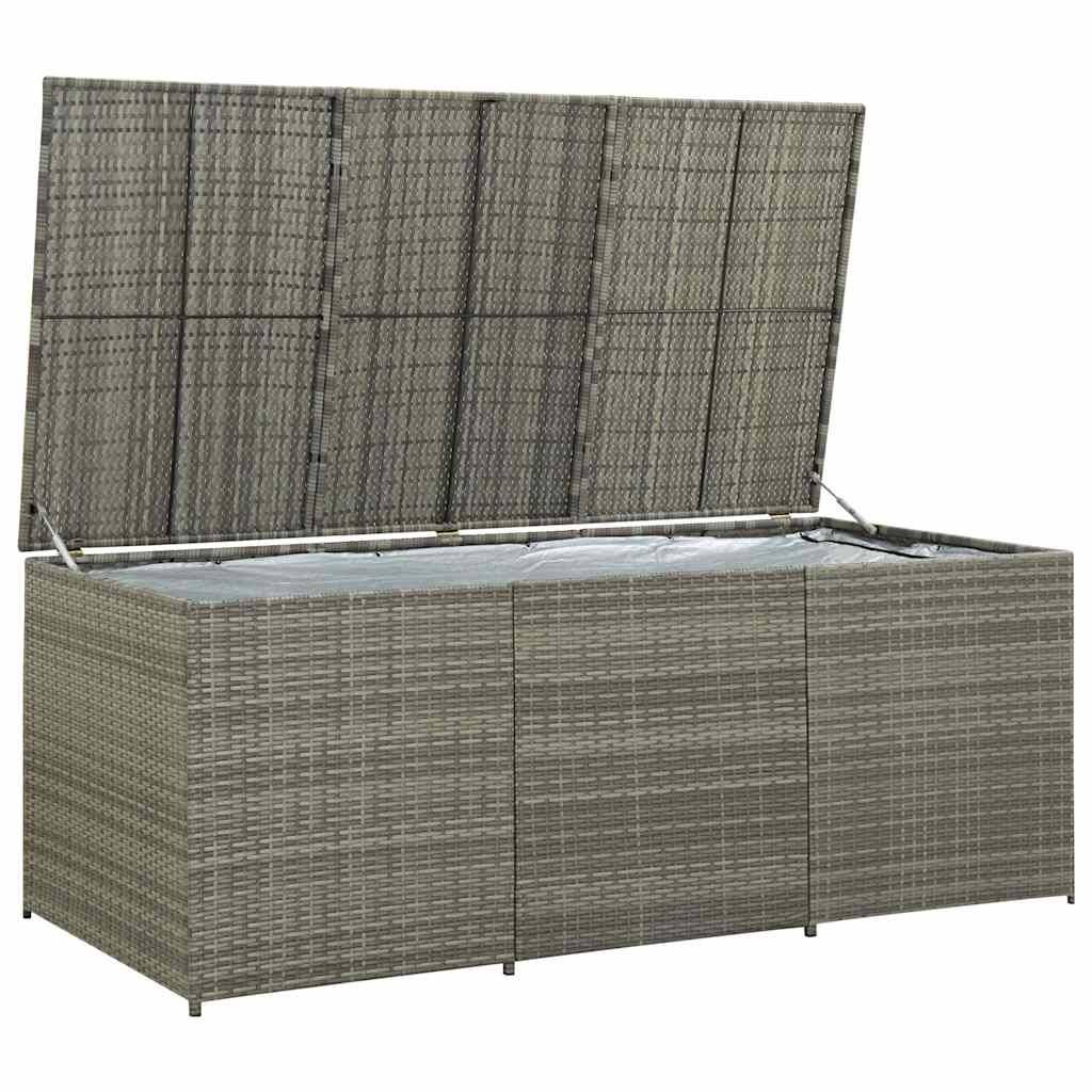 Coffre de rangement - Boîte de rangement extérieure - Coffre de jardin résine tressée 180x90x70 cm gris MP185 - Image 3
