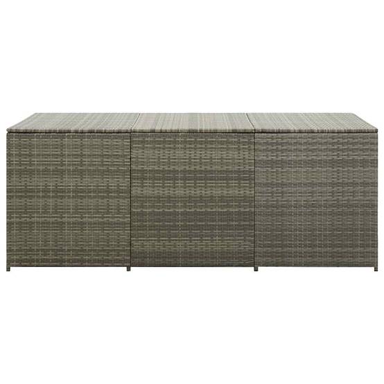Coffre de rangement - Boîte de rangement extérieure - Coffre de jardin résine tressée 180x90x70 cm gris MP185 - Image 4