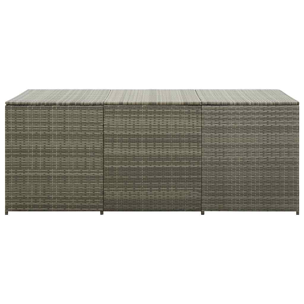 Coffre de rangement - Boîte de rangement extérieure - Coffre de jardin résine tressée 180x90x70 cm gris MP185 - Image 4