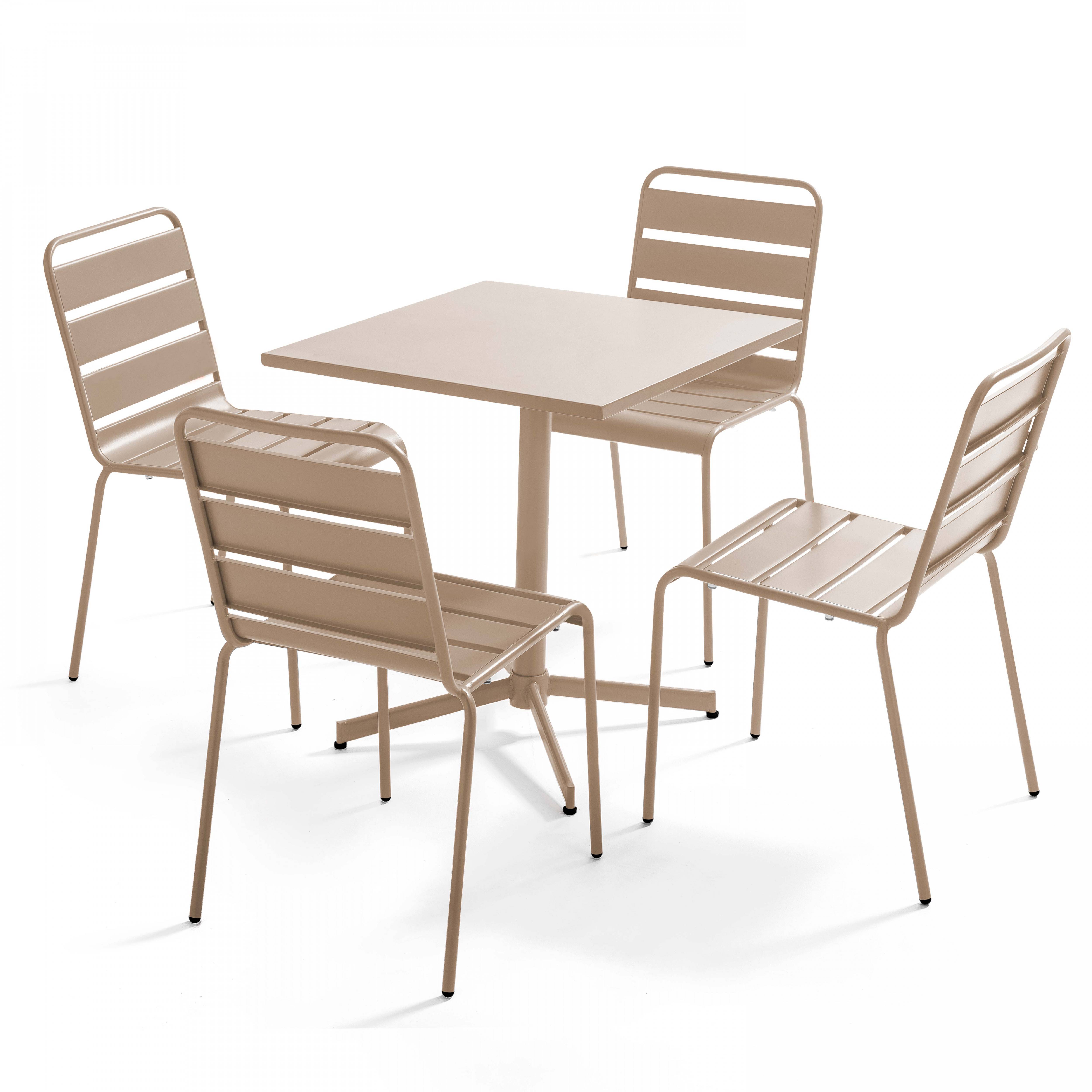 Oviala - Ensemble table de jardin carrée et 4 chaises taupe Palavas - Oviala - Image 1