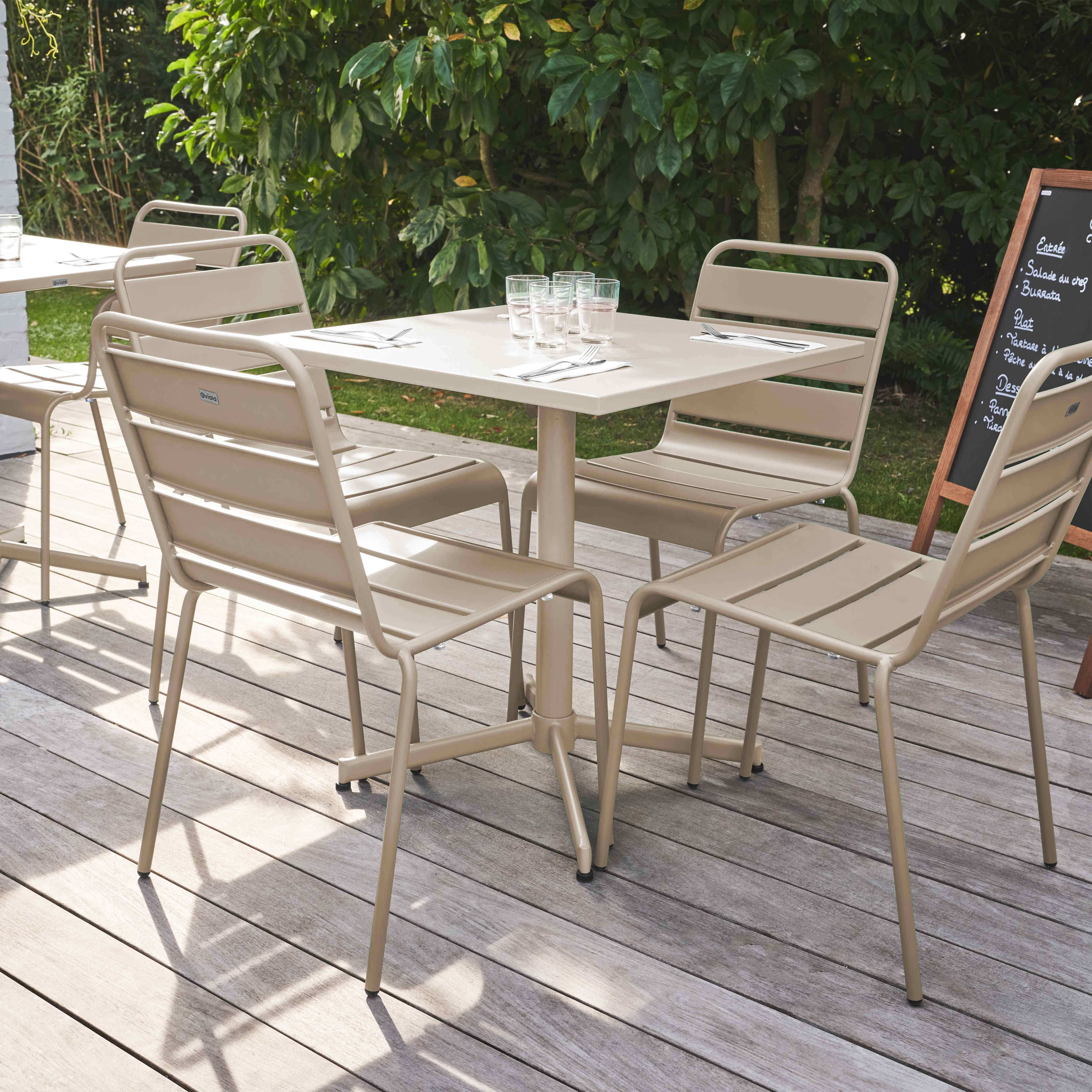 Oviala - Ensemble table de jardin carrée et 4 chaises taupe Palavas - Oviala - Image 2
