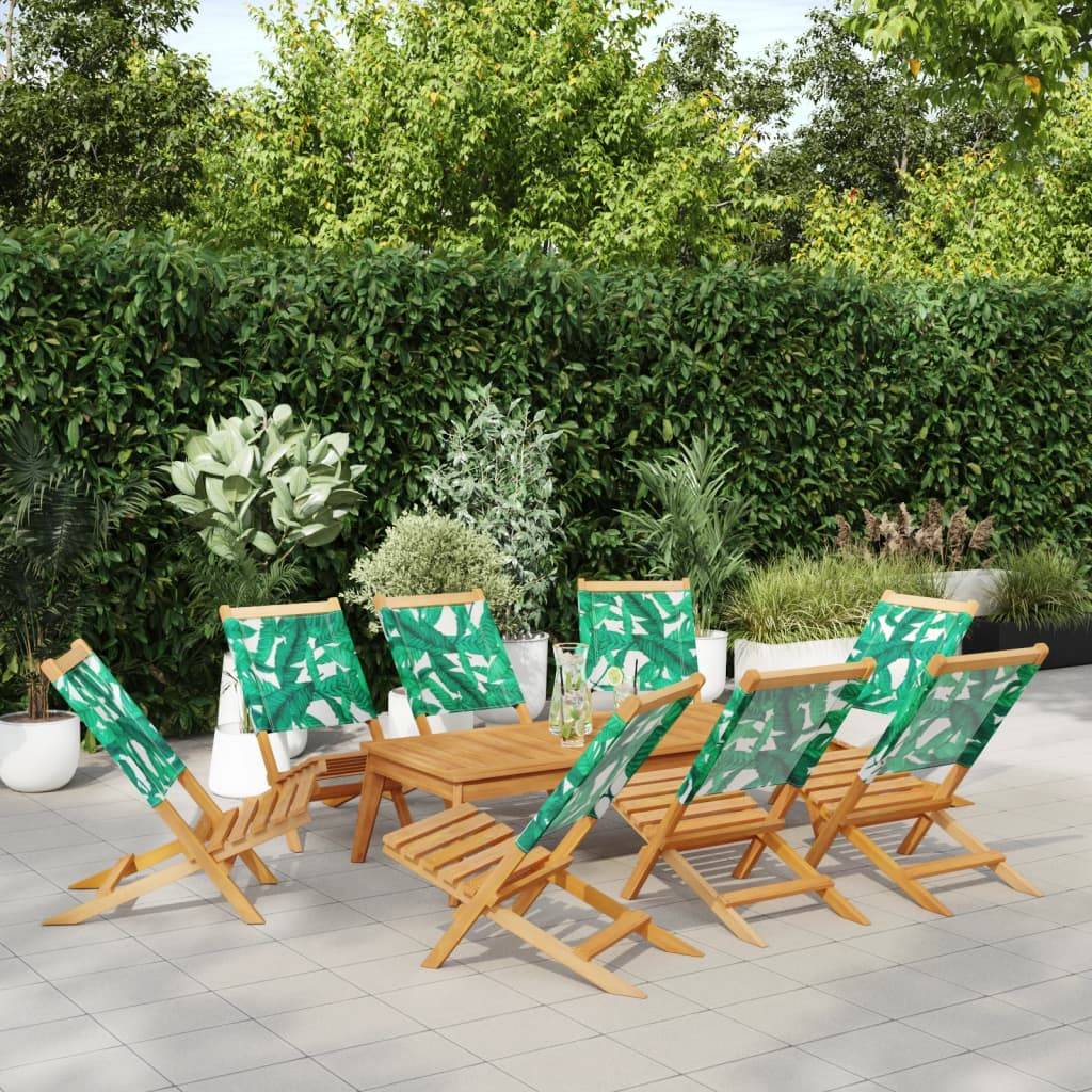 ComfortXL - Set 8 Fauteuils Bas Pliants Acacia Massif Tissu Vert Terrasse Été – ComfortXL Outdoor Living - Image 1