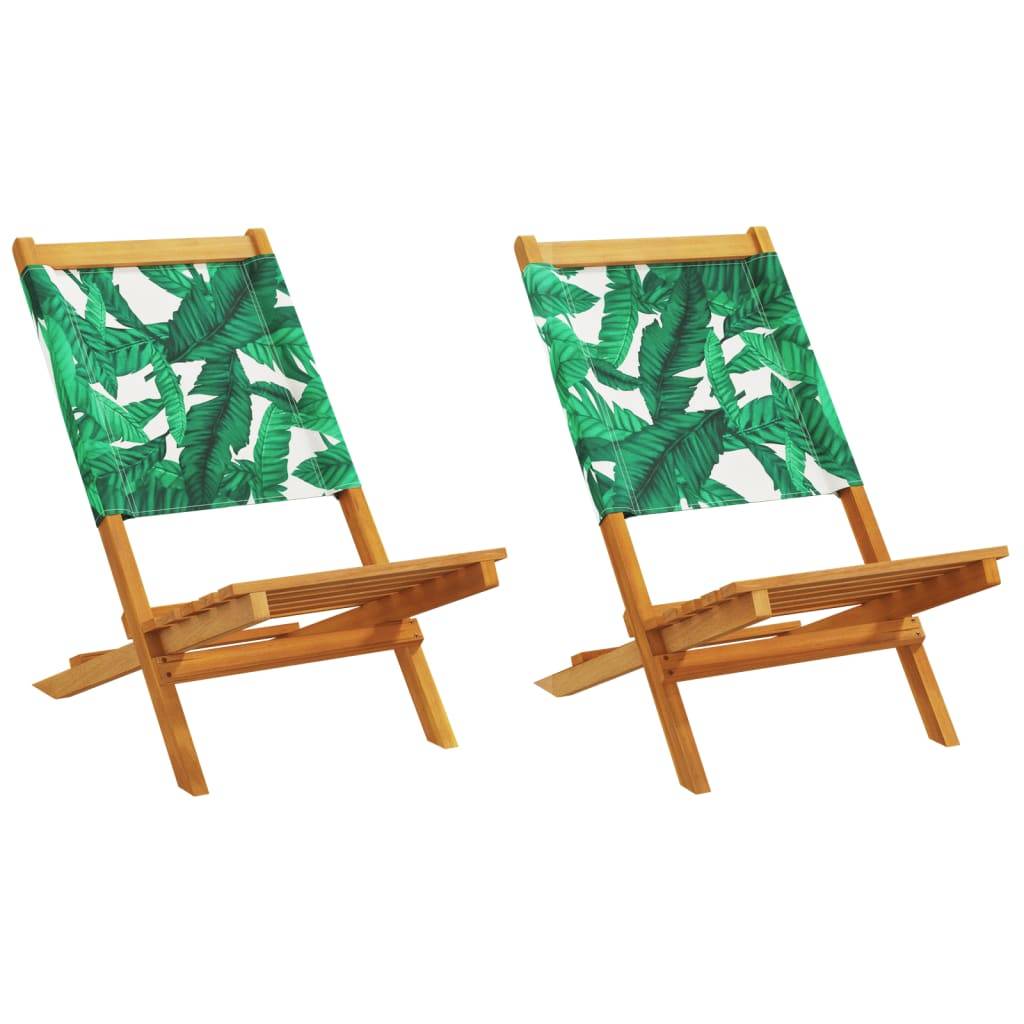 ComfortXL - Set 8 Fauteuils Bas Pliants Acacia Massif Tissu Vert Terrasse Été – ComfortXL Outdoor Living - Image 2