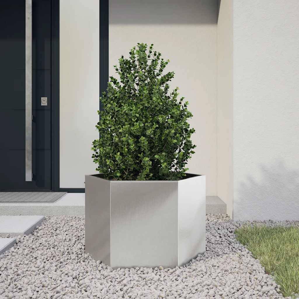 Jardinière acier inoxydable argent 69 x 60 x 45 cm - PANGIVO - Image 1