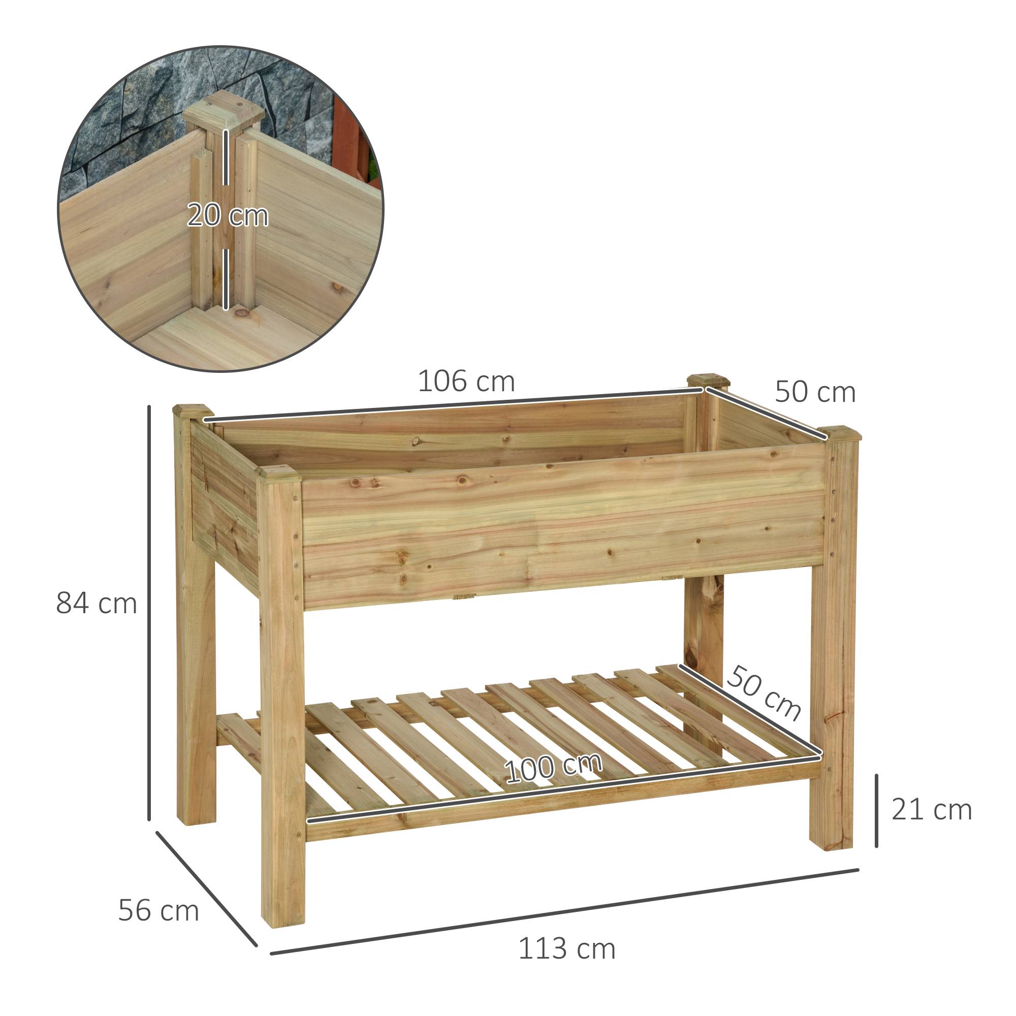 Jardinière surélevée avec Étagère de Rangement en Bois, Carré Potager sur Pied surélevé, 113 x 56 x 84 cm, vert - Image 5