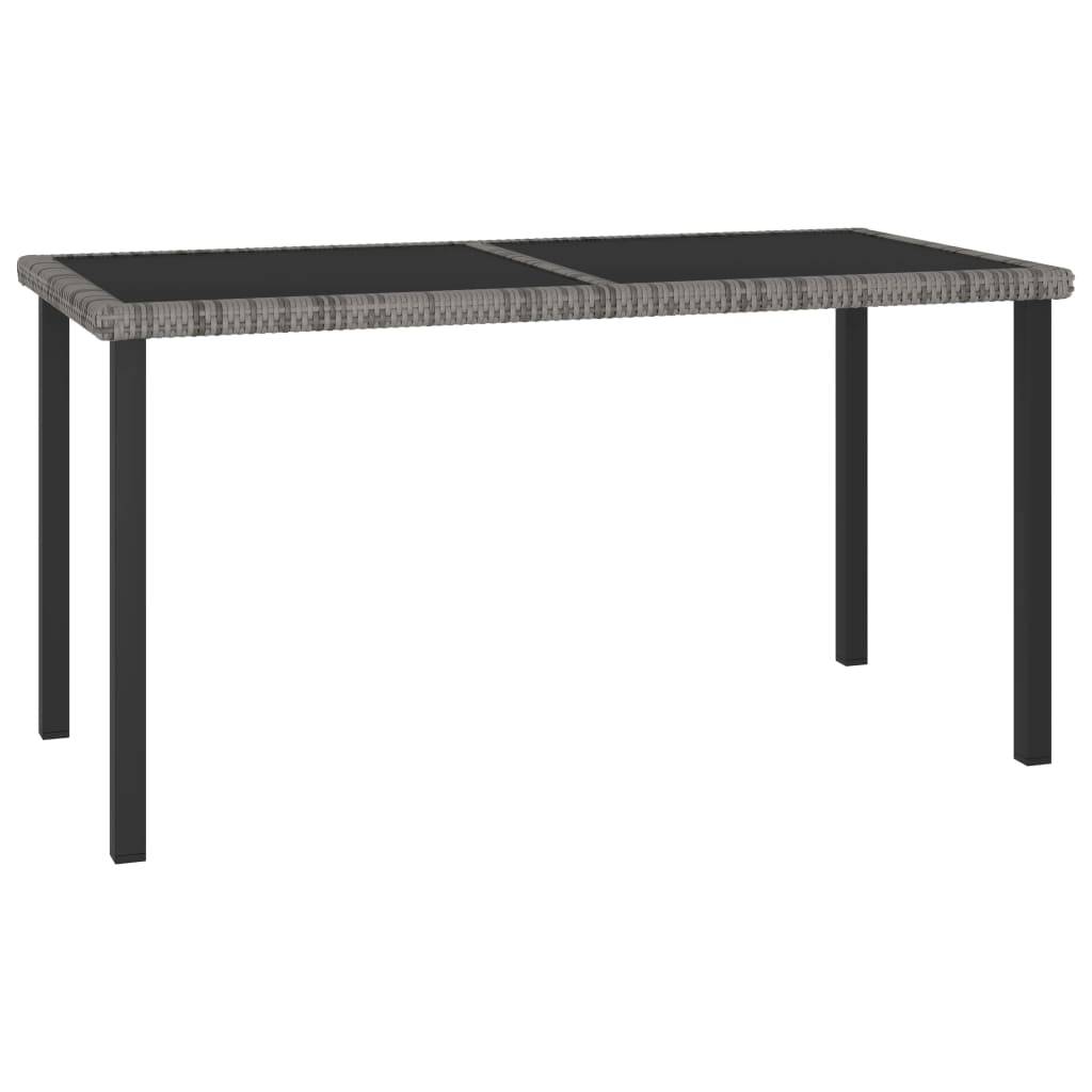 ComfortXL - Table de Repas de Jardin Rectangulaire 140cm Grise en Polyrotin et Verre pour 4 Personnes – ComfortXL Outdoor Living - Image 1