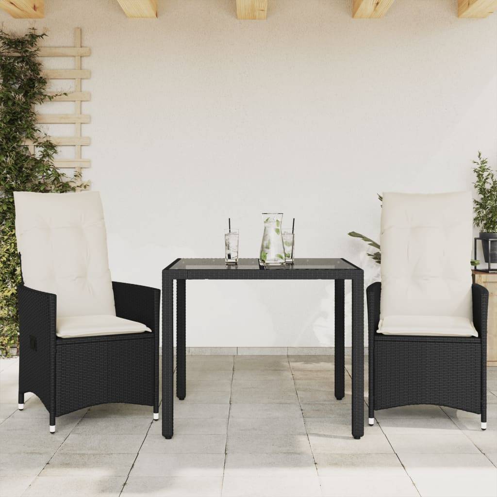 ComfortXL - Salon de Jardin 2 Personnes avec Fauteuils Inclinables et Table Carrée en Verre Noir – ComfortXL Outdoor Living - Image 1