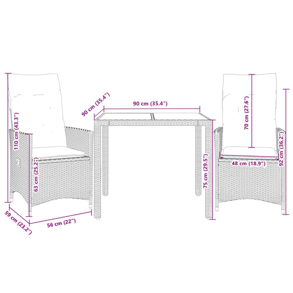 ComfortXL - Salon de Jardin 2 Personnes avec Fauteuils Inclinables et Table Carrée en Verre Noir – ComfortXL Outdoor Living - Image 7