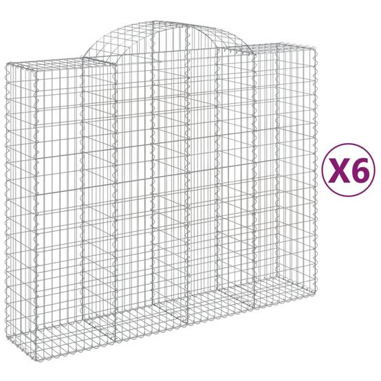 Vidaxl - Paniers à gabions arqués 6 pcs 200x50x160/180 cm Fer galvanisé vidaXL 3146387 - Image 2