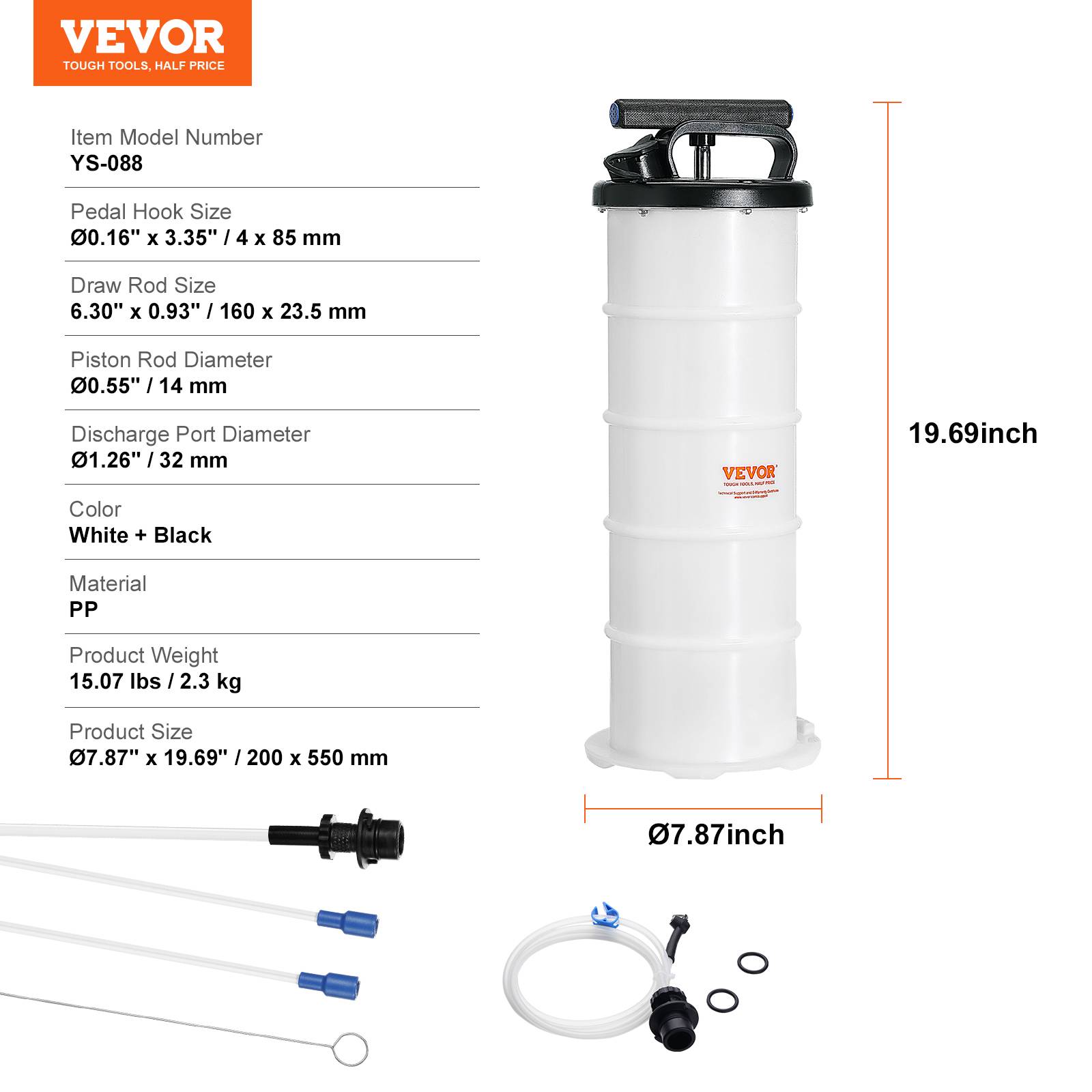 VEVOR Extracteur fluide 6,5L pompe aspiration vidange huile moteur manuel, jauge et tuyau. - Image 7