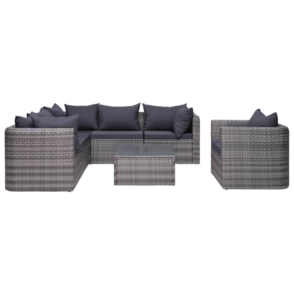 Vidaxl - Salon de jardin 7 pcs et coussins et oreillers Résine tressée vidaXL 44158 - Image 2