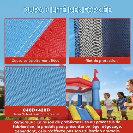 Château gonflable avec souffleur, aire de jeux gonflable avec toboggans, trampoline, piscine à balles, multicolore - Image 7