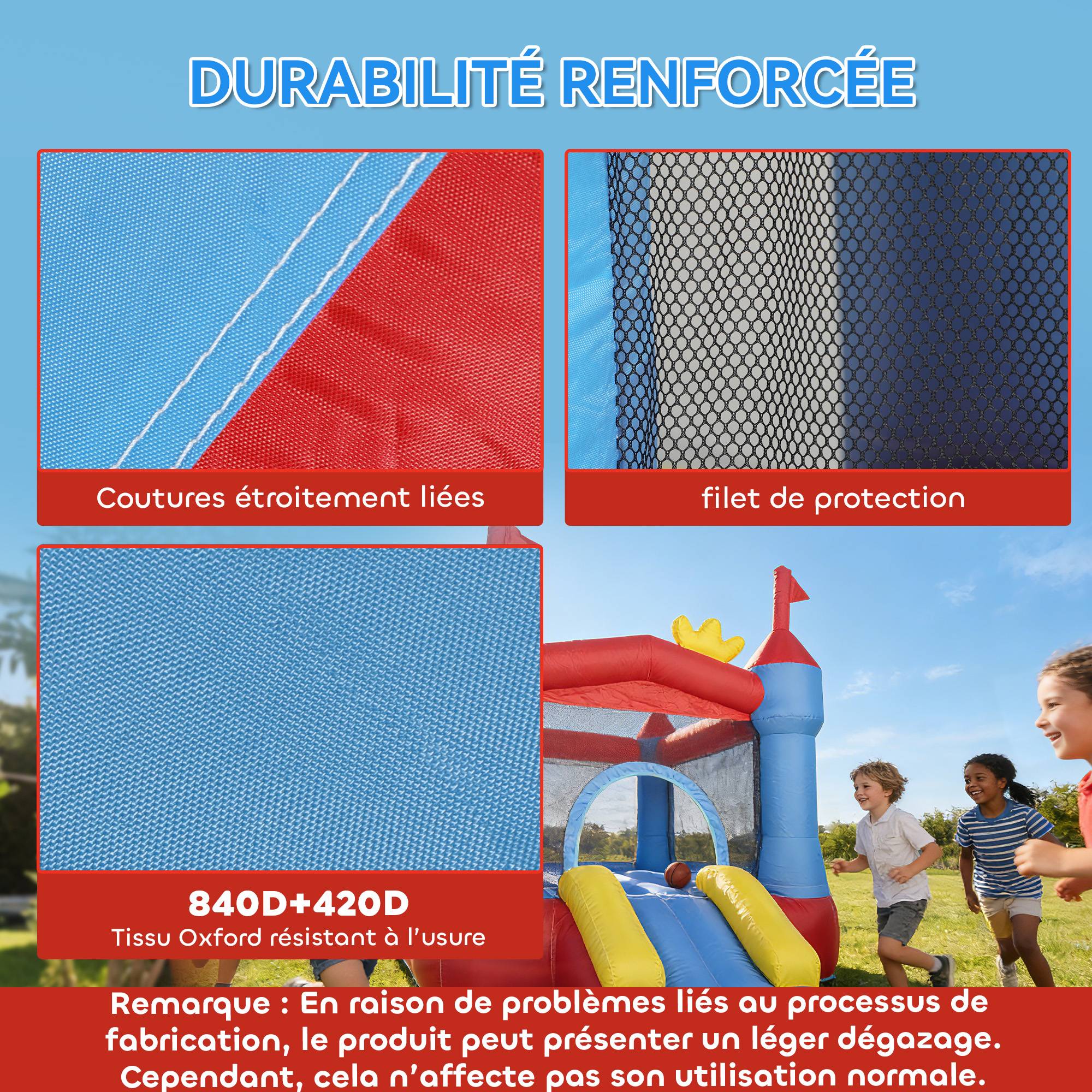 Château gonflable avec souffleur, aire de jeux gonflable avec toboggans, trampoline, piscine à balles, multicolore - Image 7