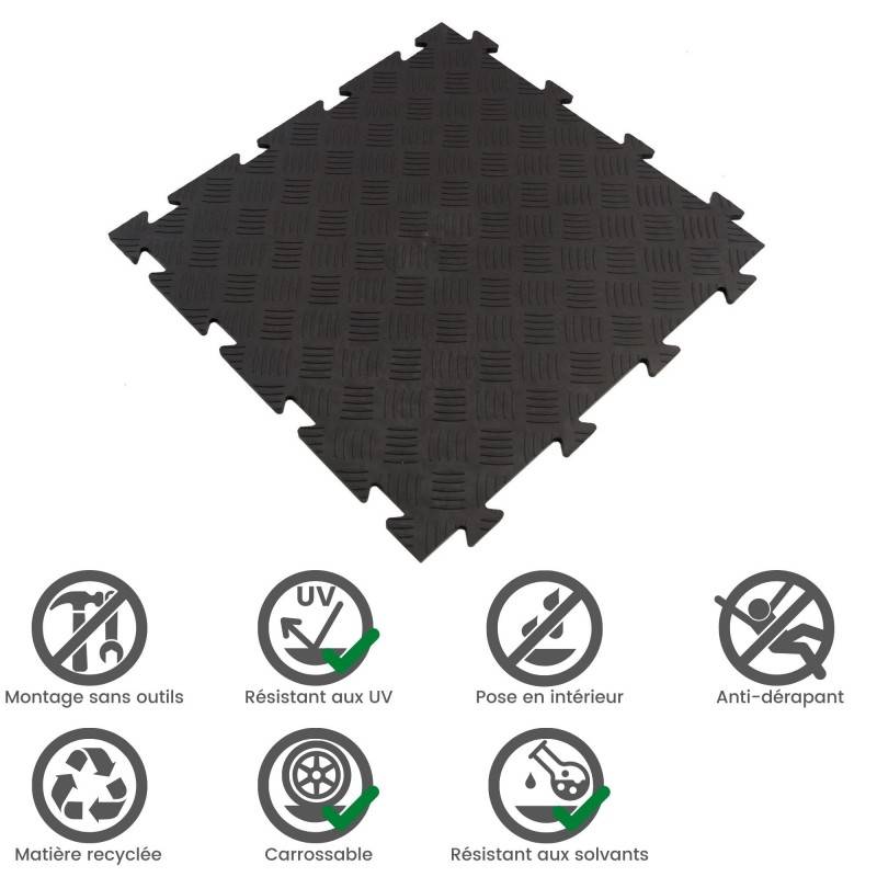 Dalle clipsable en PVC Motif "métal strié" - Noir 50 x 50 cm - ArtPlast - Image 4