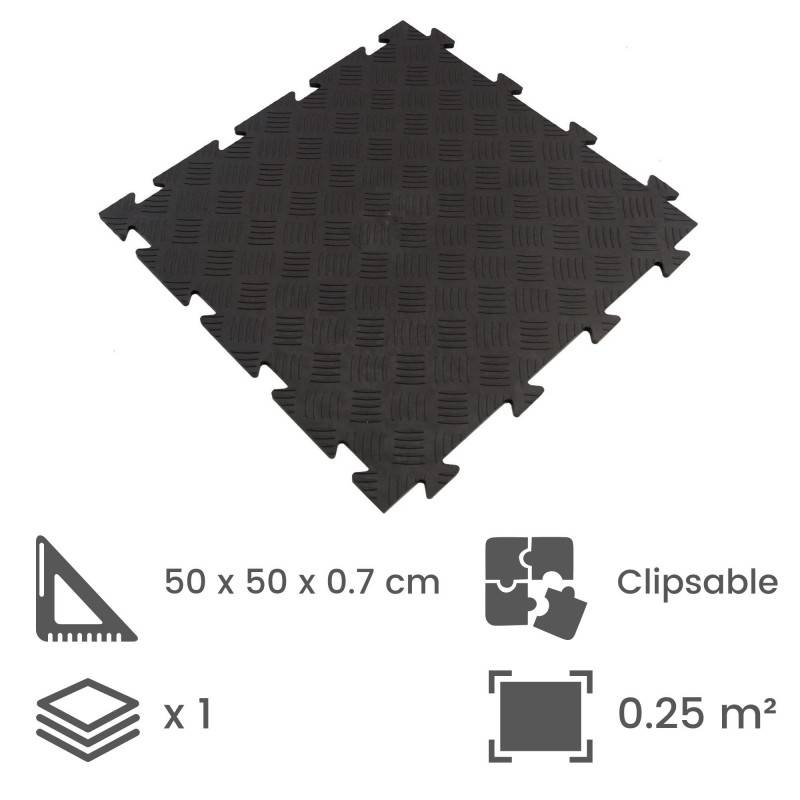 Dalle clipsable en PVC Motif "métal strié" - Noir 50 x 50 cm - ArtPlast - Image 2