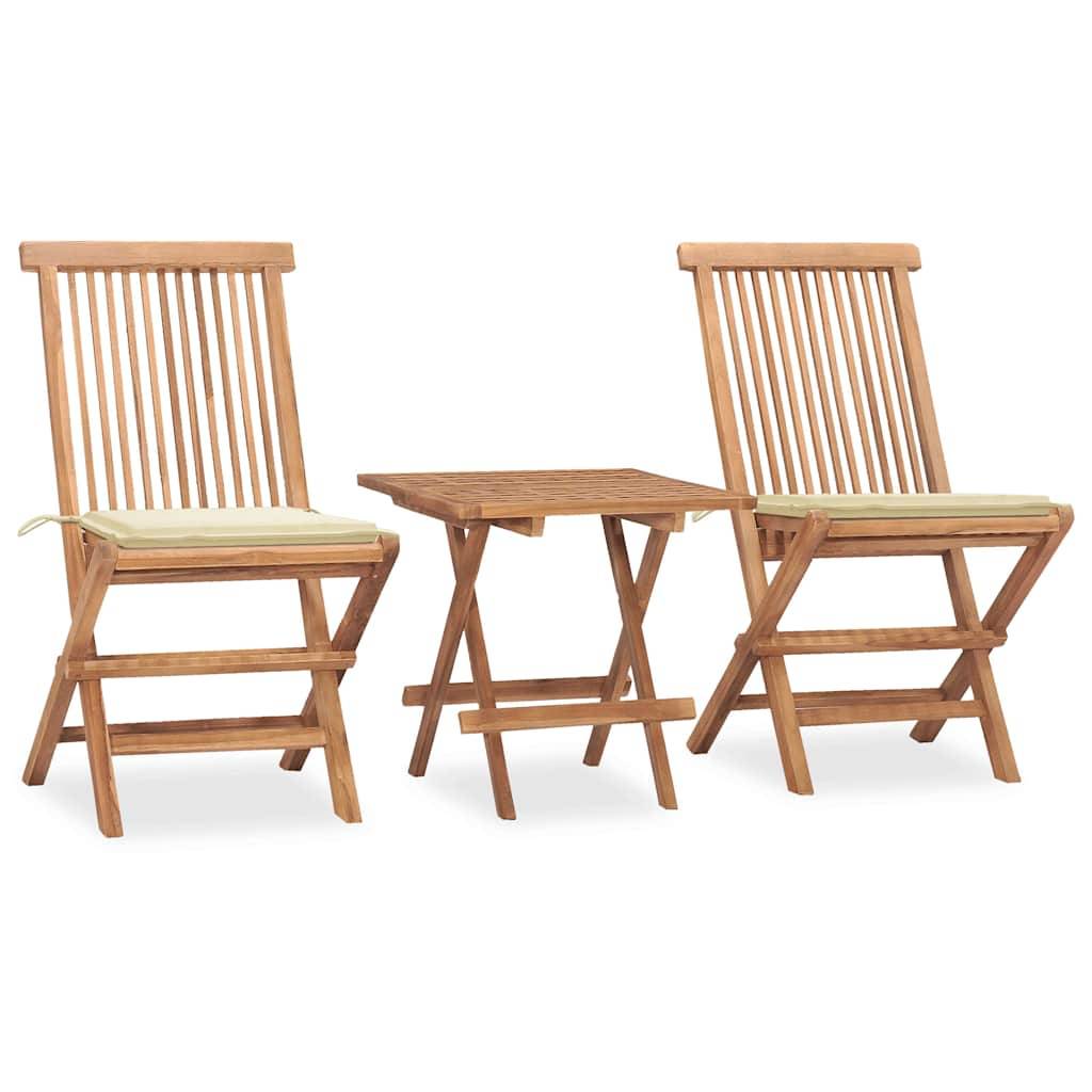 Vidaxl - Ensemble à manger d'extérieur pliable avec coussin 3 pcs-Salons de jardin Teck 665562 - Image 1