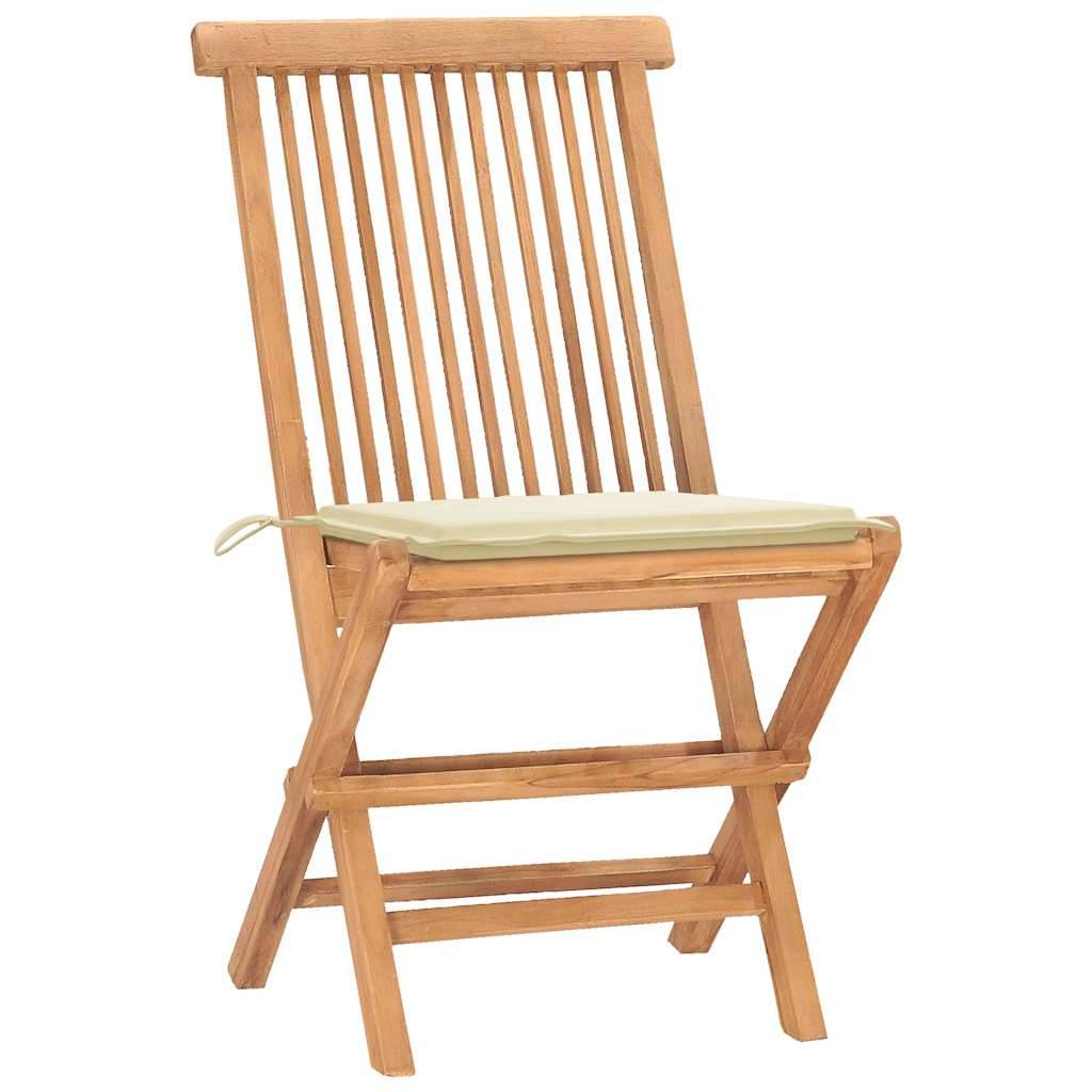 Vidaxl - Ensemble à manger d'extérieur pliable avec coussin 3 pcs-Salons de jardin Teck 665562 - Image 2