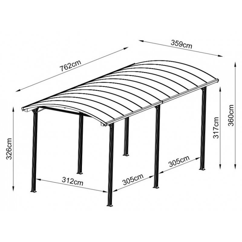 Carport aluminium blanc 27,36 m² pour camping-car, toiture polycarbonate 6mm X-Metal - Image 7