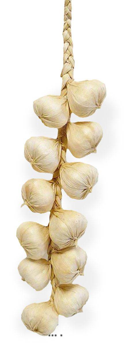 Artificielles - Tresse d'ail artificielle x10 tetes d ail Blanc L 50 cm