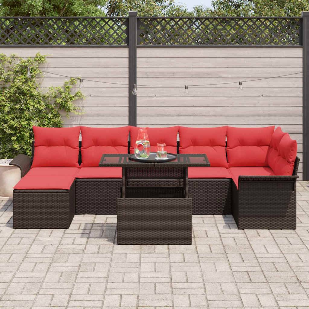 Vidaxl - Ensemble de canapé de jardin 8 pcs Marron polyrotin vidaXL 3348330 - Image 4