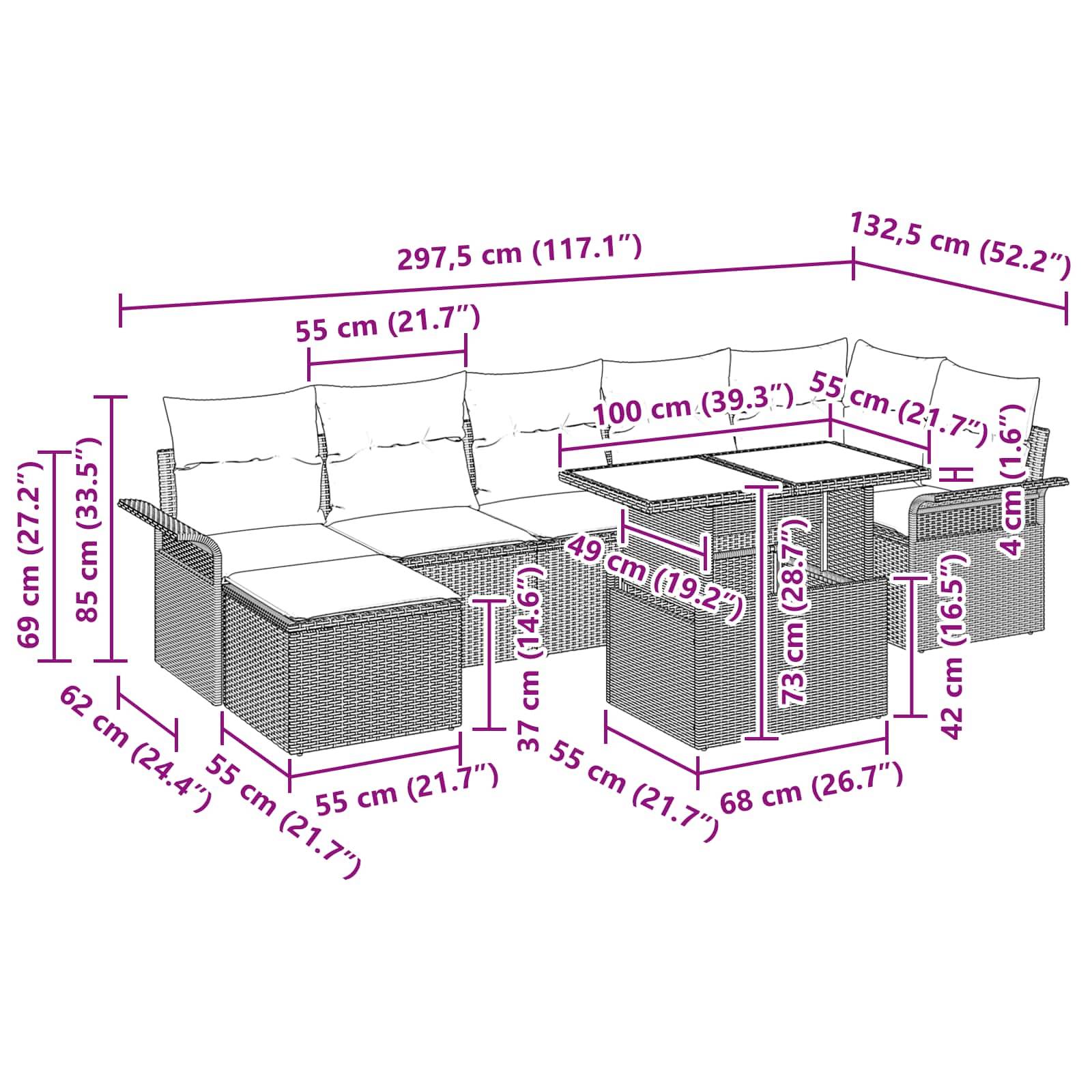 Vidaxl - Ensemble de canapé de jardin 8 pcs Marron polyrotin vidaXL 3348330 - Image 3