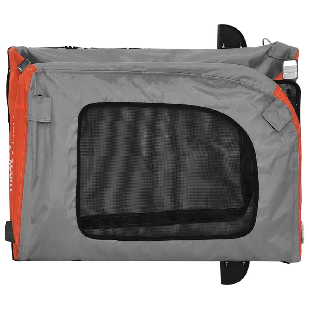 Remorque de vélo pour animaux fer et tissu Oxford orange et gris 63 x 121 x 65 cm - PANGIVO - Image 9