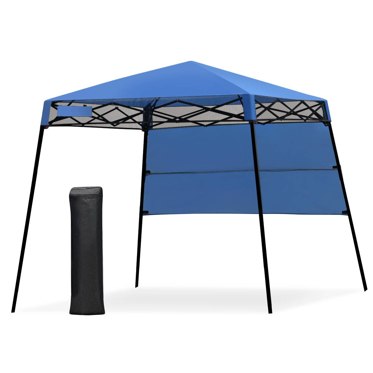Tonnelle Pliante 182 x 182 cm Protection Solaire Portable et Léger Abri avec Sac à Dos pour Camping Fête Barbecue Jardin Patio Plage Bleu F403R - Image 1