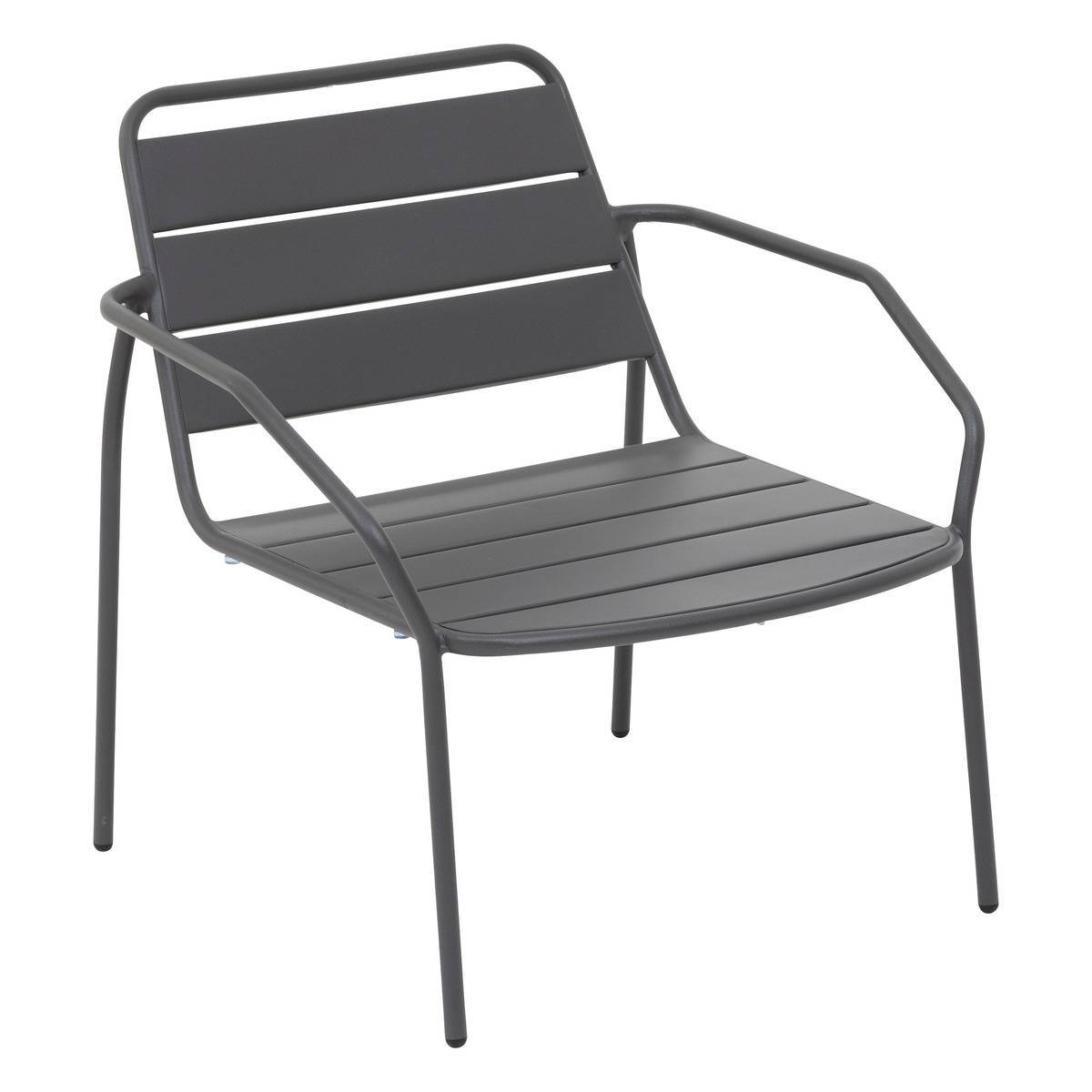 Hesperide - Fauteuil de salon de jardin "Phuket" graphite en acier traité en epoxy Hespéride