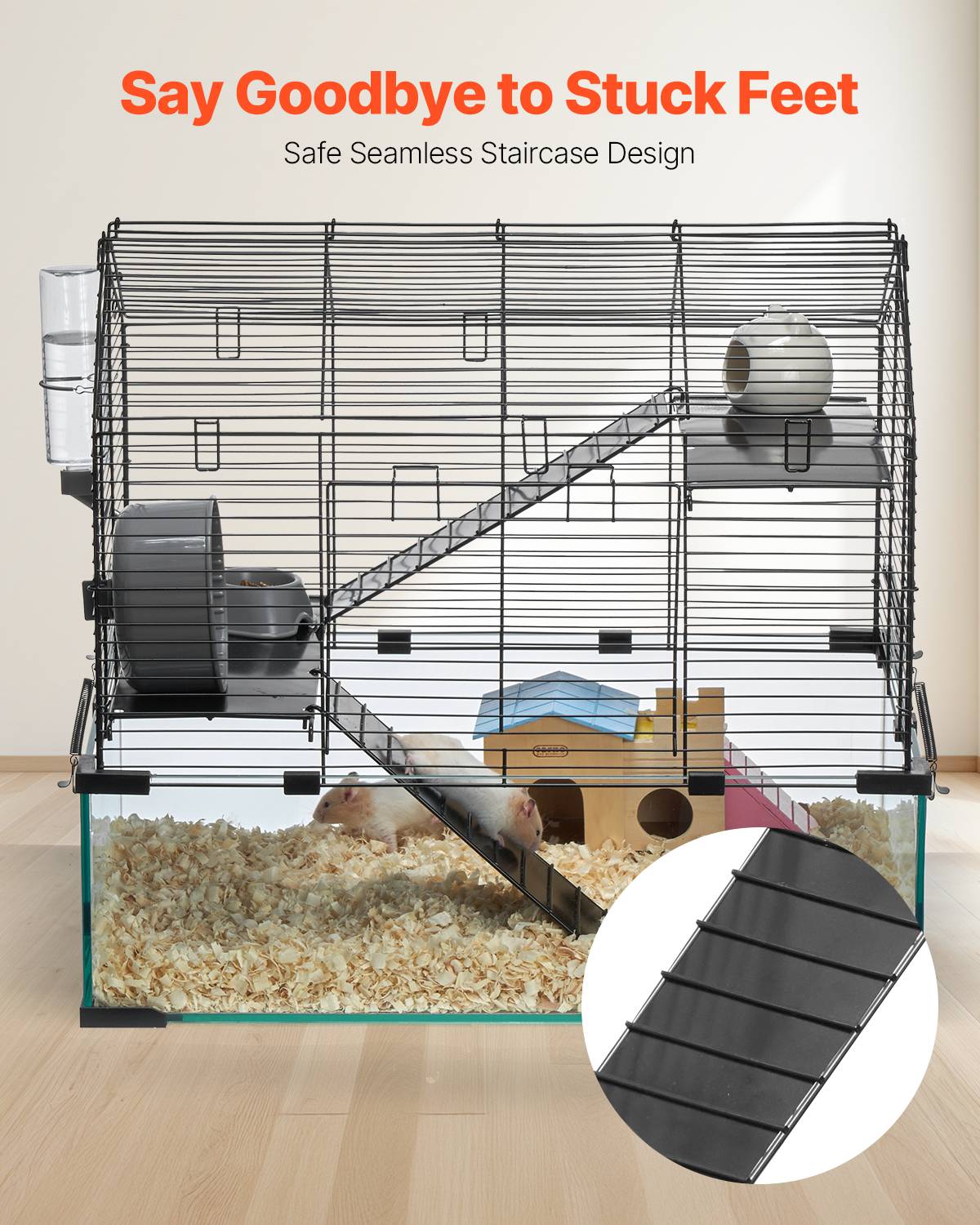 Vevor - VEVOR Cage hamster 58x38x54cm transparente 360°, bouteille eau + bol + roue, souris/rats/cochons d'Inde. - Image 5