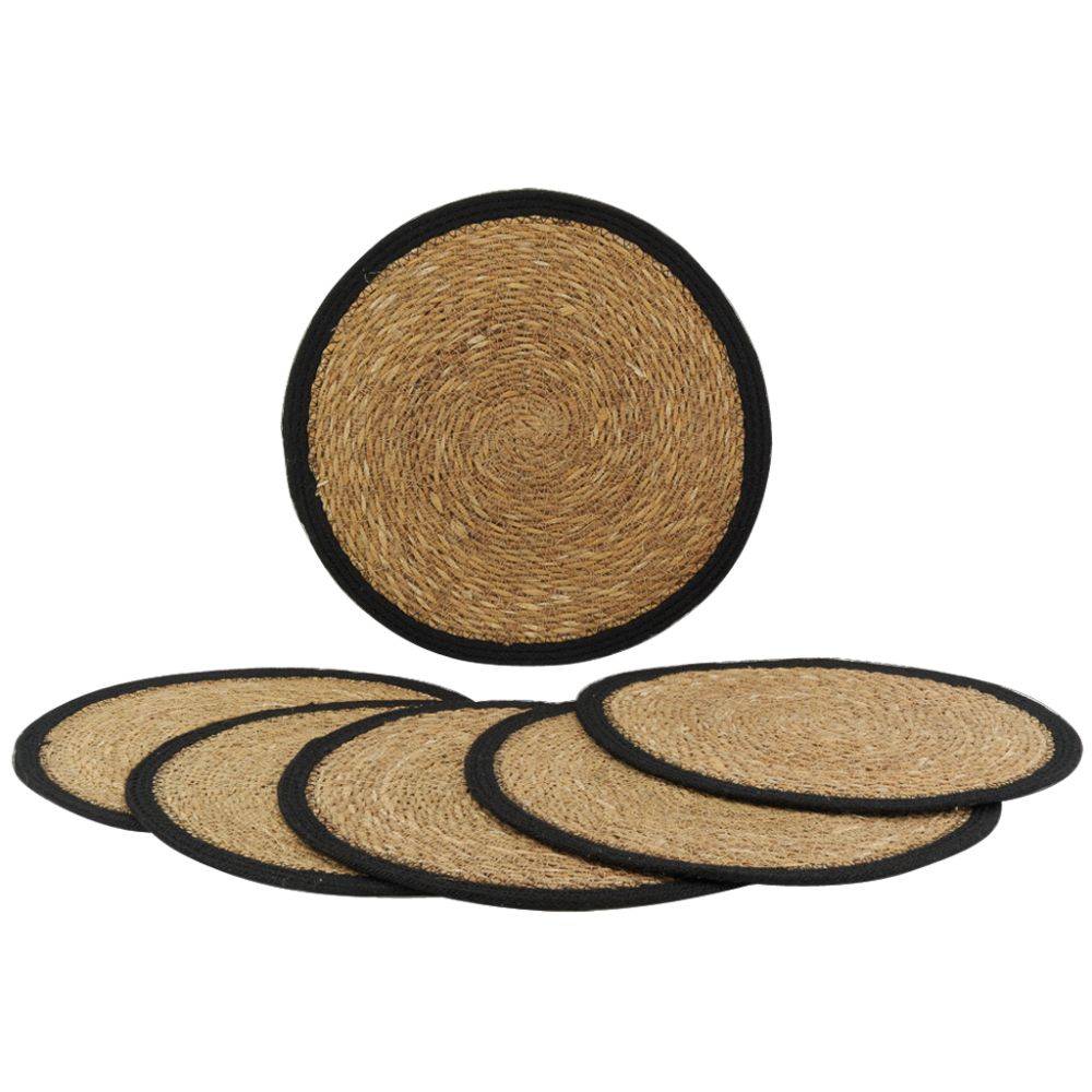 Aubry Gaspard - Sets de table ronds en jonc naturel et jute teinté (Lot de 6) - Image 3