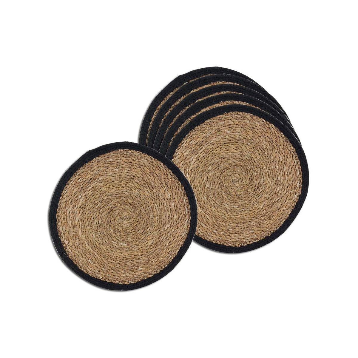Aubry Gaspard - Sets de table ronds en jonc naturel et jute teinté (Lot de 6) - Image 1