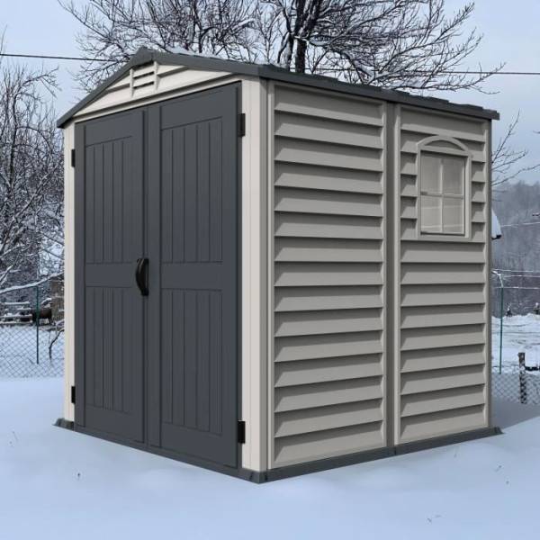 Duramax - Abri de jardin - PVC - DURAMAX - 3,50 m² + Plancher - Gris clair / Anthracite - DUSTMATE66PR - Image 2