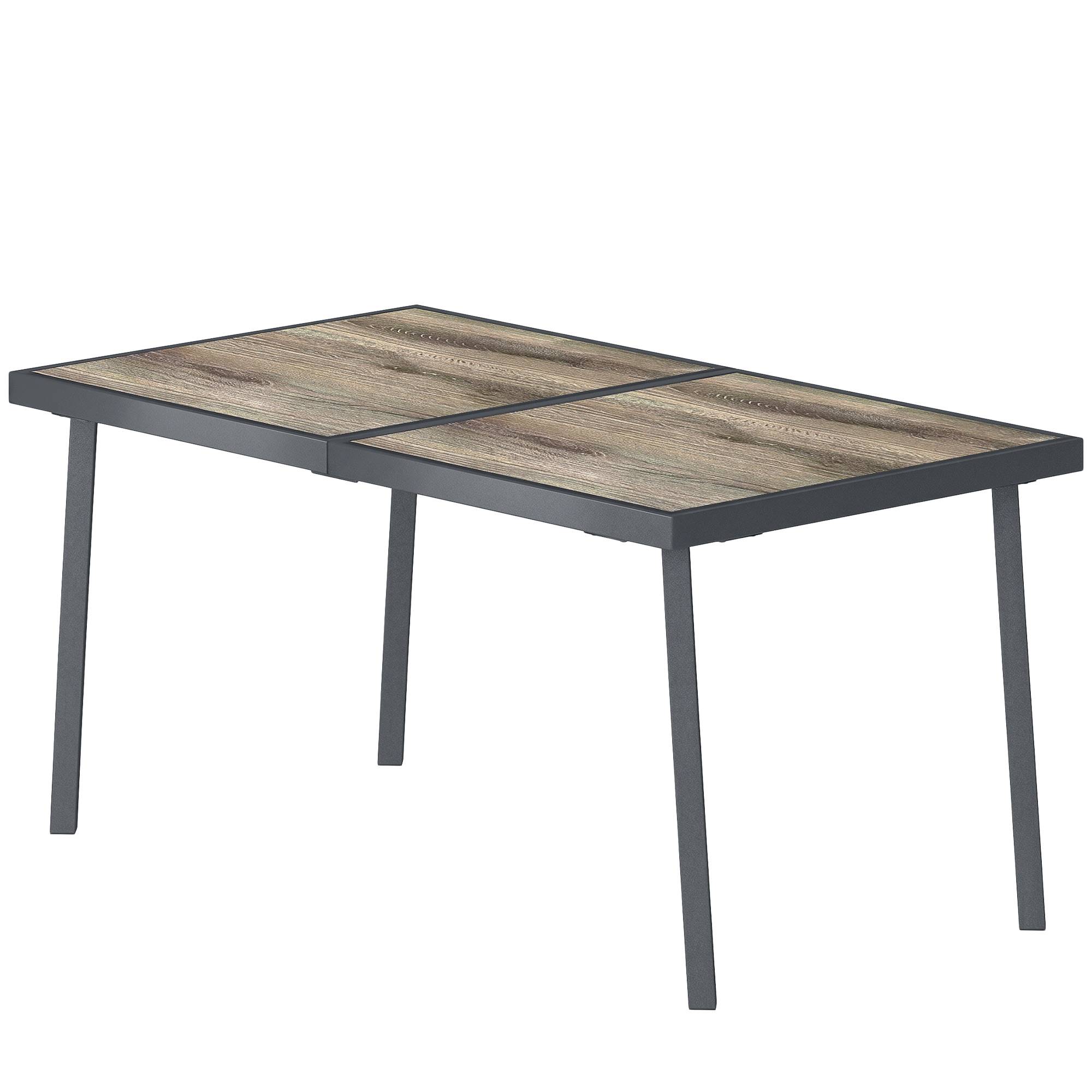 ComfortXL - Table de jardin acier effet bois gris 145 x 85 cm pour 6 personnes résistante - ComfortXL Outdoor Living - Image 2