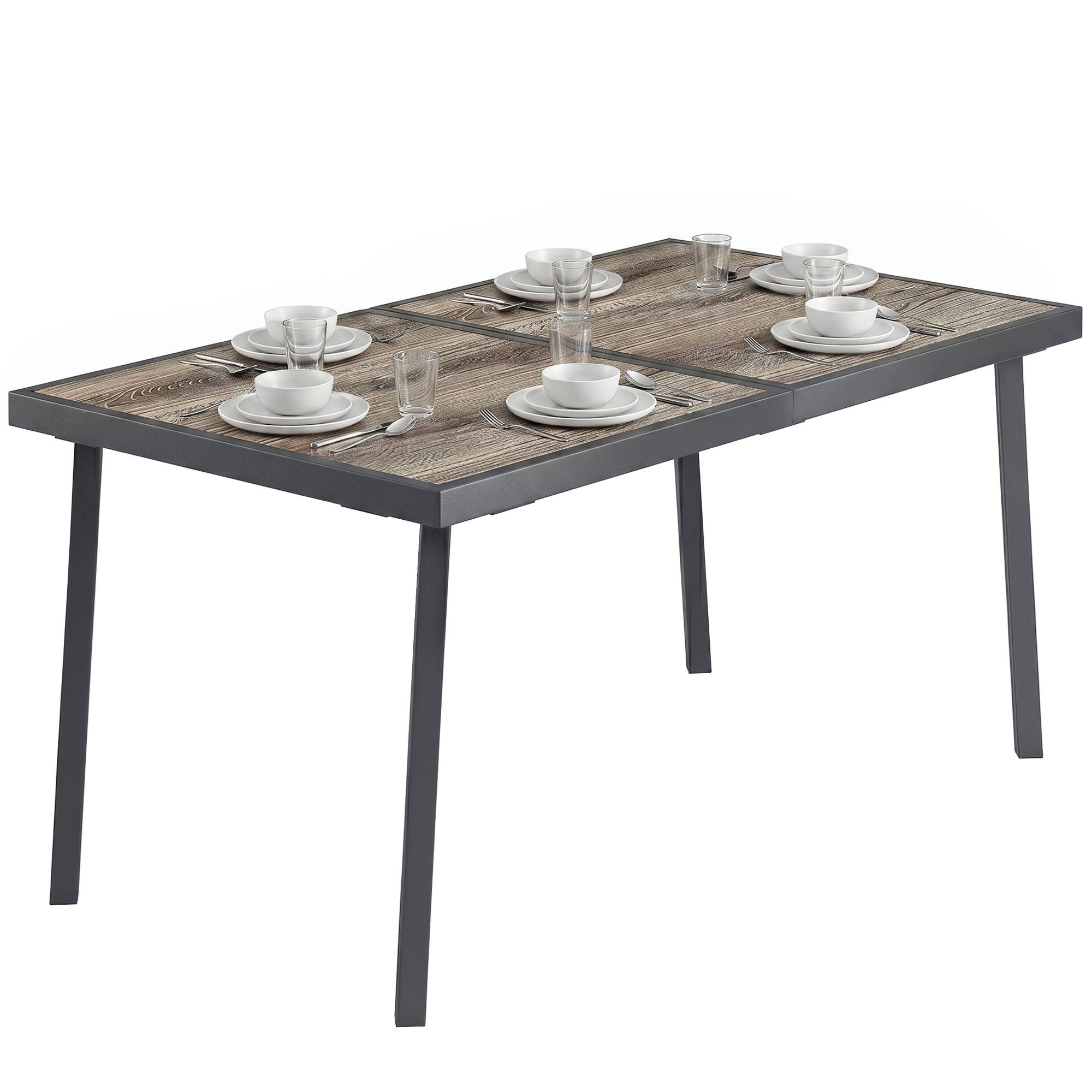 ComfortXL - Table de jardin acier effet bois gris 145 x 85 cm pour 6 personnes résistante - ComfortXL Outdoor Living