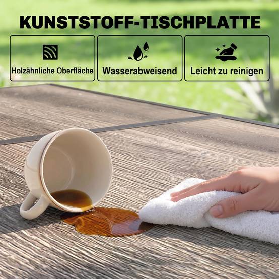 ComfortXL - Table de jardin acier effet bois gris 145 x 85 cm pour 6 personnes résistante - ComfortXL Outdoor Living - Image 6