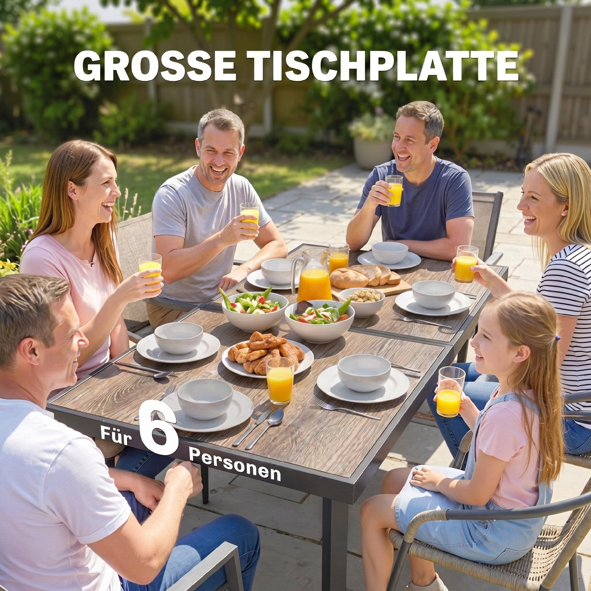ComfortXL - Table de jardin acier effet bois gris 145 x 85 cm pour 6 personnes résistante - ComfortXL Outdoor Living - Image 8