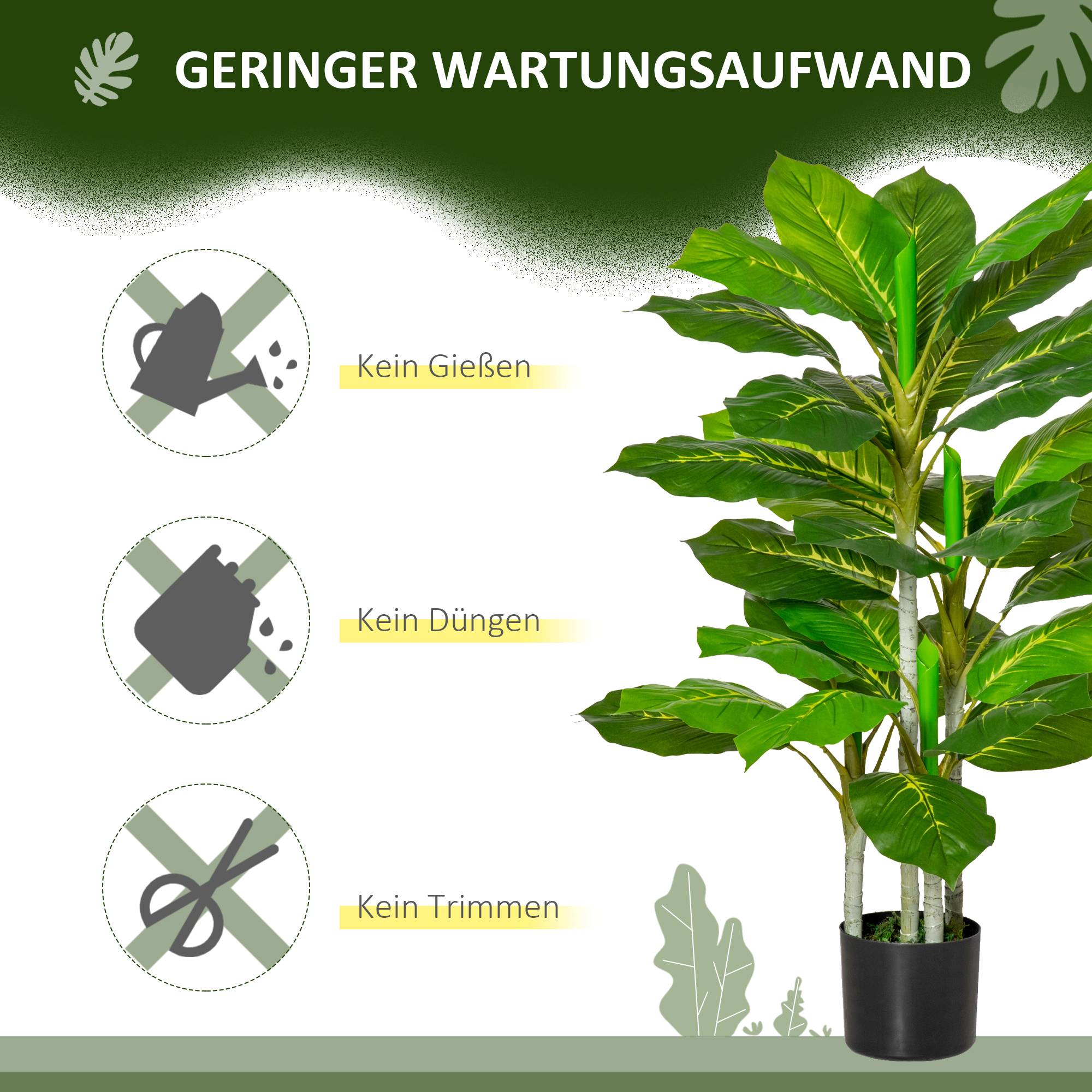 Arbre artificiel 95 cm, plante artificielle avec 33 feuilles, pot, salon - Image 8