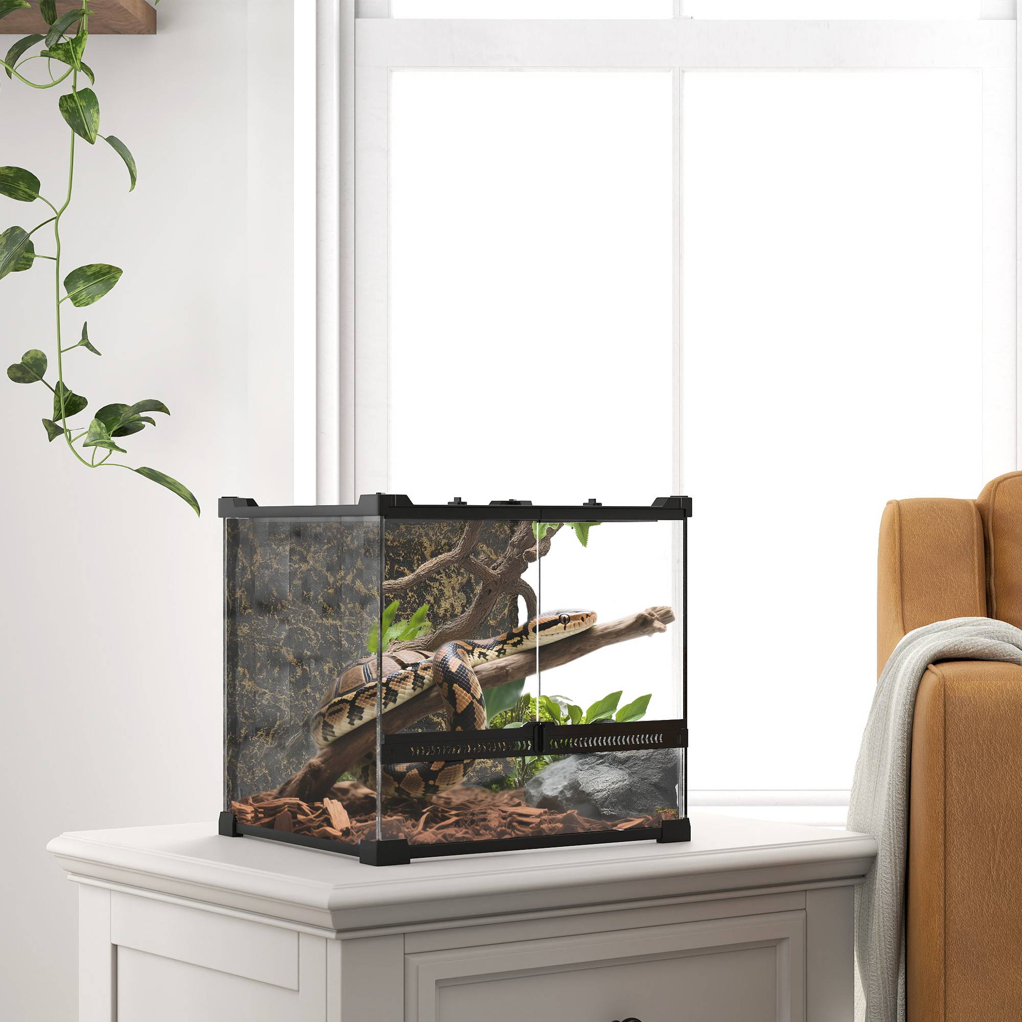 Terrarium verre reptile, fond surélevé étanche, fermeture à bouton - Image 4