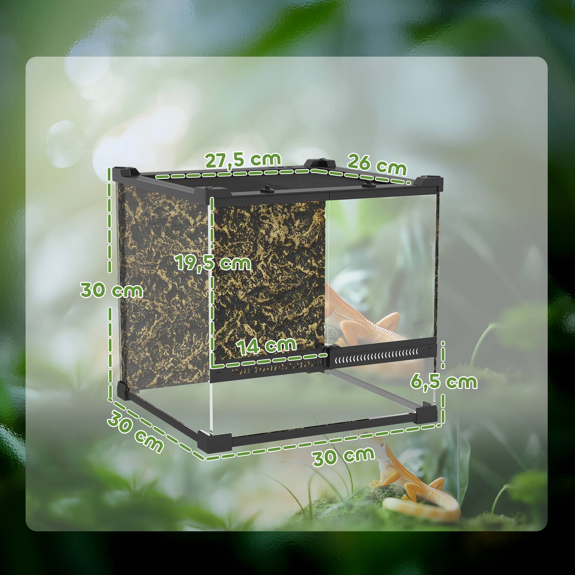Terrarium verre reptile, fond surélevé étanche, fermeture à bouton - Image 5