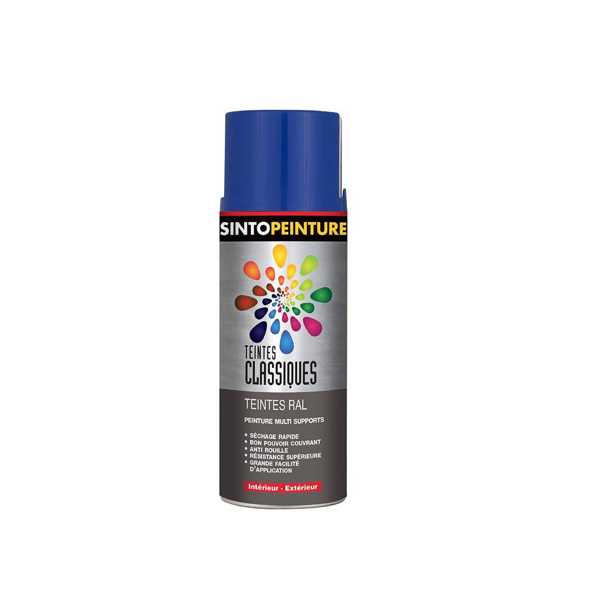 Peinture classiques antirouille teintes bleu brillant RAL5010 en aérosol de 400ml - SINTO - 925150 - Image 2